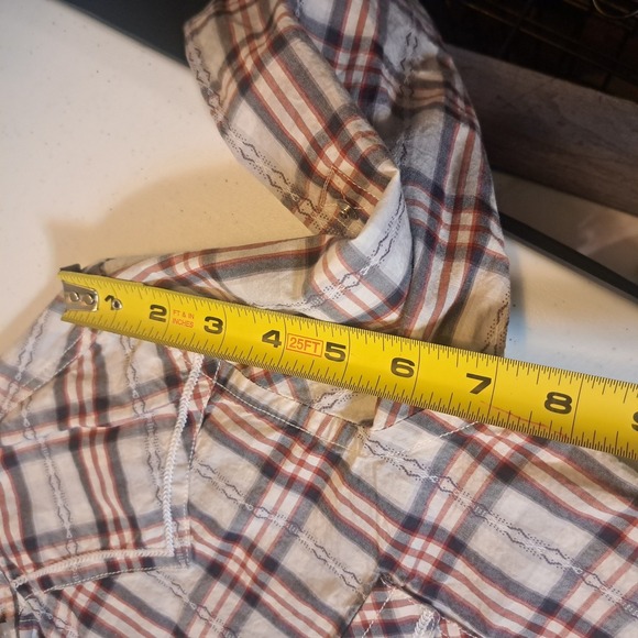 Panhandle Rough Stock Shirt Womens Size S Red White Plaid Pearl Snap Western - Picture 11 of 14